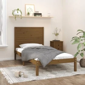 Honigbrauner Massivholzbettrahmen 100x200 cm von vidaXL, Betten und Lattenroste - Ref: Foro24-3104601, Preis: 114,91 €, Rabat...