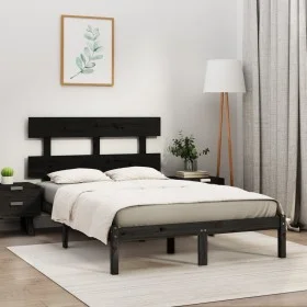 Solid black pine wood bed frame 200x200 cm by vidaXL, Beds and slatted bases - Ref: Foro24-3104697, Price: 155,75 €, Discount: %