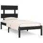 Black solid wood bed frame 100x200 cm by vidaXL, Beds and slatted bases - Ref: Foro24-3104667, Price: 116,12 €, Discount: %