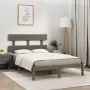 Solid gray pine wood bed frame 200x200 cm by vidaXL, Beds and slatted bases - Ref: Foro24-3104695, Price: 155,64 €, Discount: %