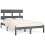 Solid gray pine wood bed frame 200x200 cm by vidaXL, Beds and slatted bases - Ref: Foro24-3104695, Price: 155,64 €, Discount: %