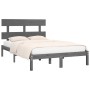 Solid gray pine wood bed frame 200x200 cm by vidaXL, Beds and slatted bases - Ref: Foro24-3104695, Price: 157,53 €, Discount: %