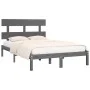 Solid gray pine wood bed frame 200x200 cm by vidaXL, Beds and slatted bases - Ref: Foro24-3104695, Price: 155,64 €, Discount: %