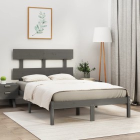 Estructura de cama de madera maciza gris 120x200 cm