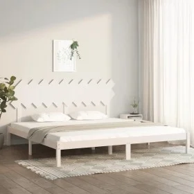 White solid wood bed frame 200x200 cm by vidaXL, Beds and slatted bases - Ref: Foro24-3104889, Price: 140,75 €, Discount: %