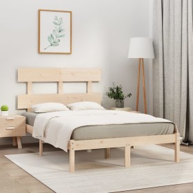 Estructura de cama de matrimonio madera maciza 135x190 cm