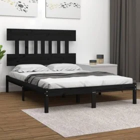 Estructura de cama madera maciza negra King Size 150x200 cm de vidaXL, Camas y somieres - Ref: Foro24-3104747, Precio: 163,80...