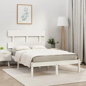 White solid wood bed frame 120x200 cm by vidaXL, Beds and slatted bases - Ref: Foro24-3104669, Price: 107,81 €, Discount: %