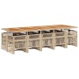 Set comedor de jardín con cojines 15 pzas ratán sintético beige
