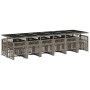 Set comedor de jardín 17 pzas y cojines ratán sintético gris