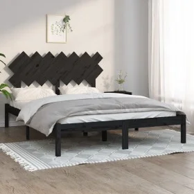 Estructura de cama de madera maciza negra 140x190 cm de vidaXL, Camas y somieres - Ref: Foro24-3104852, Precio: 160,40 €, Des...