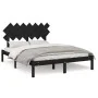 Estructura de cama de madera maciza negra 140x190 cm de vidaXL, Camas y somieres - Ref: Foro24-3104852, Precio: 160,40 €, Des...