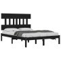 Estructura de cama de madera maciza negra 140x190 cm de vidaXL, Camas y somieres - Ref: Foro24-3104722, Precio: 159,97 €, Des...