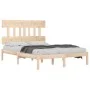 Solid wood double bed frame 135x190 cm by vidaXL, Beds and slatted bases - Ref: Foro24-3104713, Price: 128,11 €, Discount: %