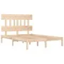 Solid wood double bed frame 135x190 cm by vidaXL, Beds and slatted bases - Ref: Foro24-3104713, Price: 128,11 €, Discount: %