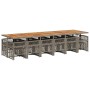 Set comedor de jardín 17 pzas y cojines ratán sintético gris