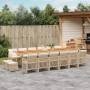 Set comedor de jardín 17 pzas con cojines ratán sintético beige