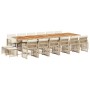 Set comedor de jardín 17 pzas con cojines ratán sintético beige