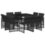 Set de comedor de jardín 9 pzas y cojines ratán sintético negro