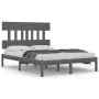 Solid gray pine wood bed frame 200x200 cm by vidaXL, Beds and slatted bases - Ref: Foro24-3104760, Price: 156,76 €, Discount: %