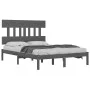 Solid gray pine wood bed frame 200x200 cm by vidaXL, Beds and slatted bases - Ref: Foro24-3104760, Price: 156,76 €, Discount: %