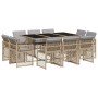 Set comedor de jardín 11 pzas con cojines ratán sintético beige
