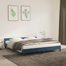 Estructura cama con cabecero terciopelo azul oscuro 180x200 cm