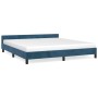 Estructura cama con cabecero terciopelo azul oscuro 180x200 cm