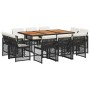 Set de comedor jardín 11 pzas con cojines ratán sintético negro