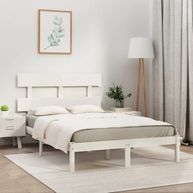 Estructura de cama madera maciza blanca super king 180x200 cm