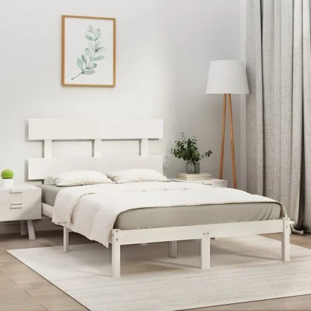 White solid wood bed frame Supe King 180x200 cm by vidaXL, Beds and slatted bases - Ref: Foro24-3104689, Price: 135,57 €, Dis...