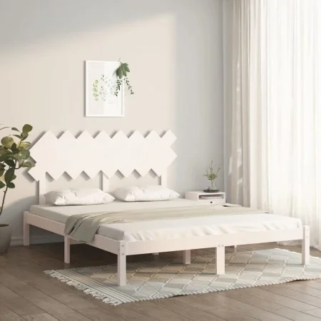 Estructura de cama de madera maciza de pino blanca 160x200 cm de vidaXL, Camas y somieres - Ref: Foro24-3104879, Precio: 127,...