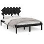 Estructura cama doble pequeña madera maciza negro 120x190 cm