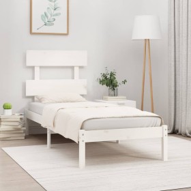 Estructura de cama madera maciza de pino blanco 100x200 cm