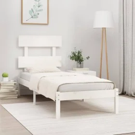 Solid white pine wood bed frame 100x200 cm by vidaXL, Beds and slatted bases - Ref: Foro24-3104664, Price: 87,23 €, Discount: %