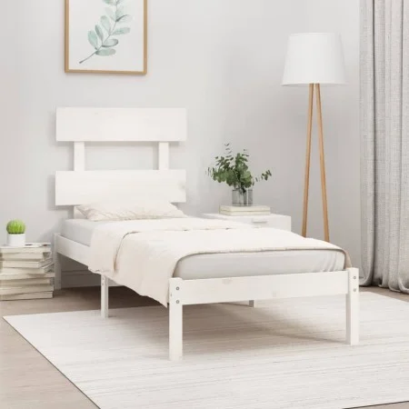 Solid white pine wood bed frame 100x200 cm by vidaXL, Beds and slatted bases - Ref: Foro24-3104664, Price: 87,23 €, Discount: %