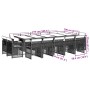 Set comedor de jardín con cojines 15 pzas ratán sintético gris