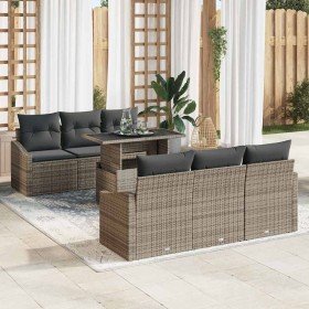 Conjunto de sofá de jardín 7 pcs Gris ratán sintético en Sofás de exterior | Comprar online en Foro24