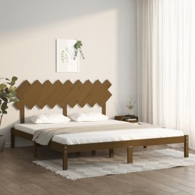Estructura cama madera maciza marrón miel Super King 180x200 cm