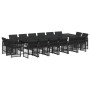 Set de muebles jardín 17 pzas con cojines ratán sintético negro