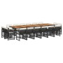 Set de muebles jardín 17 pzas con cojines ratán sintético negro