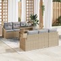 Conjunto de sofá de jardín con cojín 7 pcs beige y gris claro