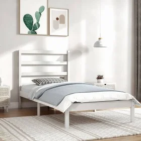 Solid white pine wood bed frame 90x200 cm by vidaXL, Beds and slatted bases - Ref: Foro24-3104919, Price: 85,31 €, Discount: %