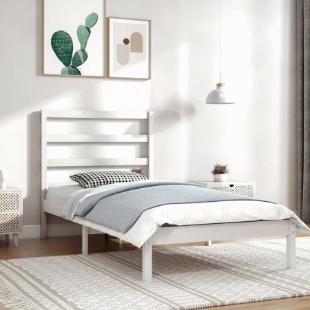 Massives Bettgestell aus weißem Kiefernholz, 90 x 200 cm von vidaXL, Betten und Lattenroste - Ref: Foro24-3104919, Preis: 90,...