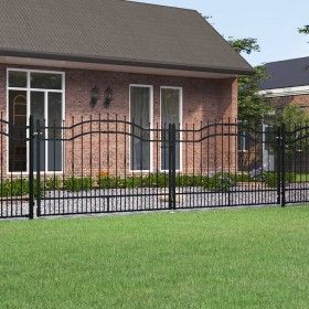 Black coated steel spear point fence gate 406x173 cm by vidaXL, garden gates - Ref: Foro24-151101, Price: 542,36 €, Discount: %