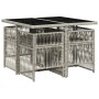 Set comedor de jardín 5 pzas cojines ratán sintético gris claro