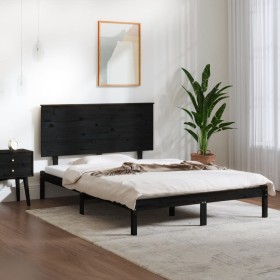 Estructura de cama de madera maciza de pino negra 140x200 cm