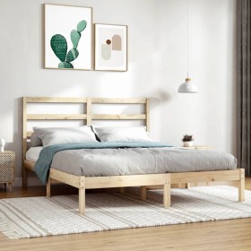 Estructura de cama madera maciza 120x190 cm