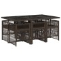 Set comedor de jardín 7 pzas con cojines ratán sintético marrón