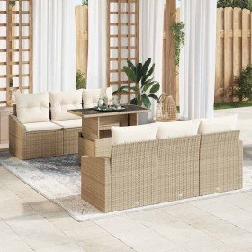 Conjunto de sofá de jardín 7 pcs beige y crema 100 x 55 x 73 cm